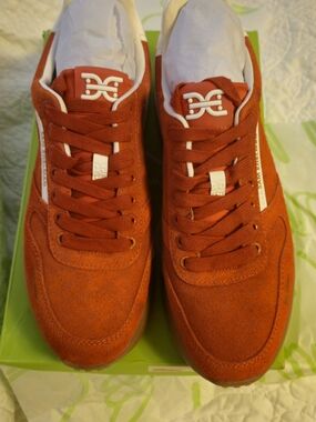 WOMENS 11-Sam Edelman Tango Red Suede Lace-Up Sneakers with White Trim-BRAND NEW